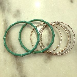 Enamel and silver tone bracelets